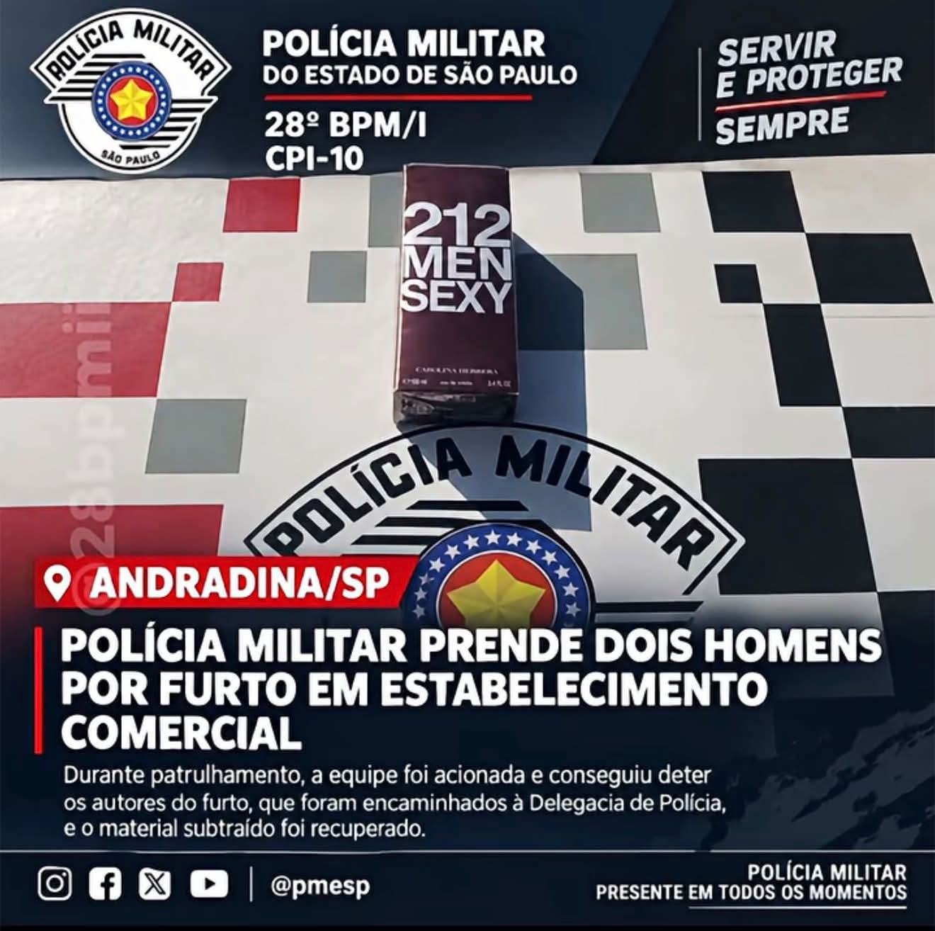 Polícia Militar prende dois homens por furto em estabelecimento comercial em Andradina/SP
