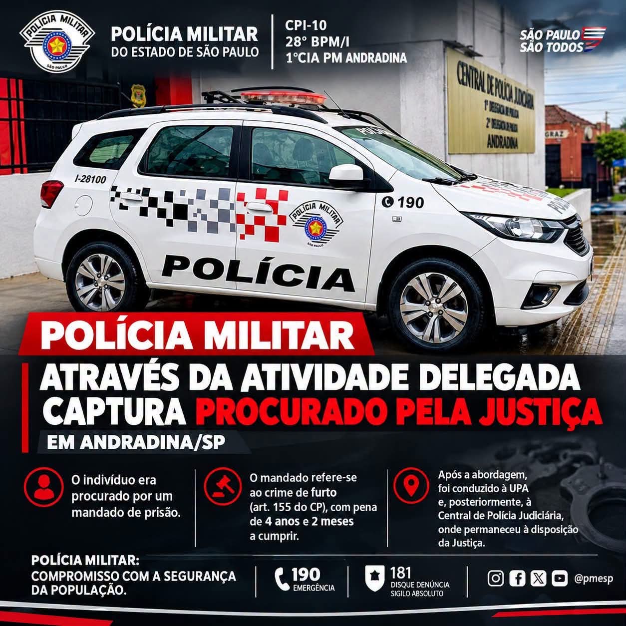 Polícia Militar captura procurado pela justiça na região Central de Andradina 