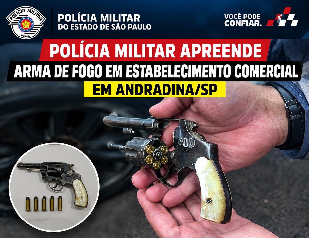 POLÍCIA MILITAR APREENDE ARMA DE FOGO EM BAR DE ANDRADINA/SP