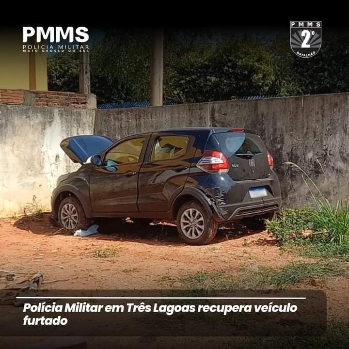 Polícia Militar de Três Lagoas recupera veículo furtado