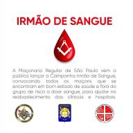 Maçonaria Regular de São Paulo lança campanha Irmão de Sangue