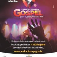 Festival Gospel 2020 do Governo de Andradina tem inscrições até segunda-feira