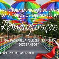 PREFEITURA DE LAVÍNIA CONVIDA POPULAÇÃO PARA REINAGURAÇÃO DA PASSARELA