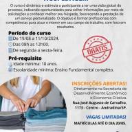 Oportunidade de aprendizado para o mercado de trabalho em Andradina