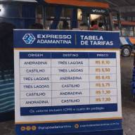 Expresso Adamantina anuncia reajustes nos valores das passagens dos ônibus que atendem Andradina, Castilho e Três Lagoas